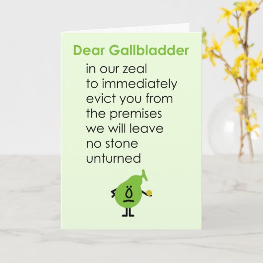 Carte Dear Gallbladder A Funny Get Well Soon Poem (Fleur jaune)