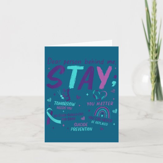 Carte Dear Person Behind Me You Suicide Awareness  (Devant)