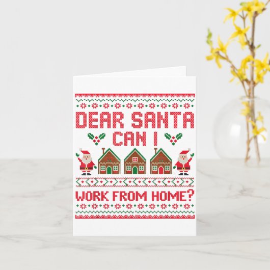 Carte Dear Santa Can I Work From Home Funny Ugly Christm (Fleur jaune)