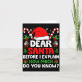 Carte Dear Santa I Can Explain Funny Christmas Shirts Ki (Devant)