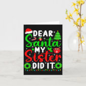 Carte Dear Santa My Sister Did It Funny Christmas Kids S (Fleur jaune)