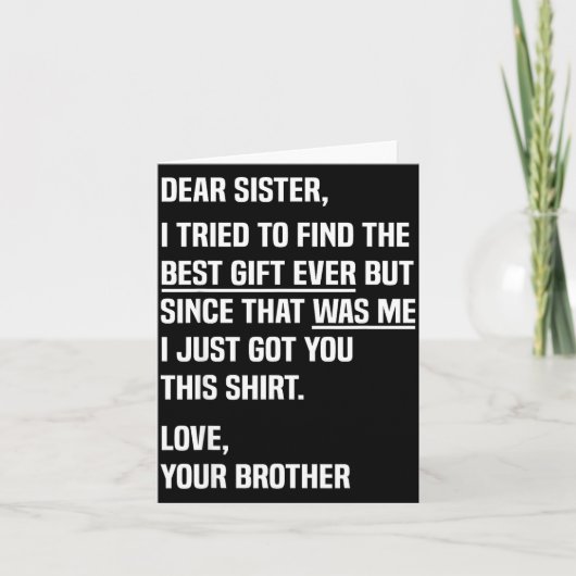 Carte Dear Sister Funny Sibling Humor For Sister From Br (Devant)