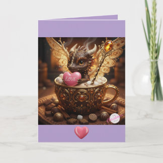 Carte Dearest Dragon Valentine-Hot Cocoa &Gold Vday Card