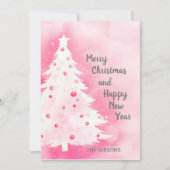 Carte d'eau Arbre de Noël rose blanc (Devant)