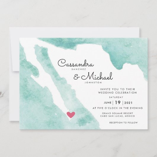 Carte d'eau du Mexique | Cabo | Mariage de destina (Devant)