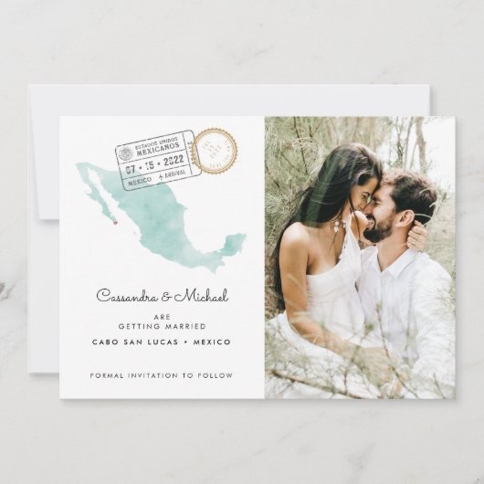 Carte d'eau du Mexique | Cabo | Mariage de destina (Devant)