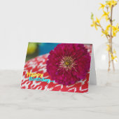 Carte "Debbie" Joyeux anniversaire Magenta (Fleur jaune)