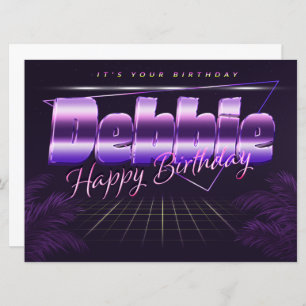 Carte Debbie Name Prénom lila retro
