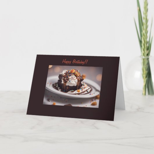 Carte Decadent chocolate fudge brownie birthday card (Devant)