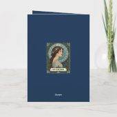 Carte December Birthday Holly Berries Winter Blue (Dos)