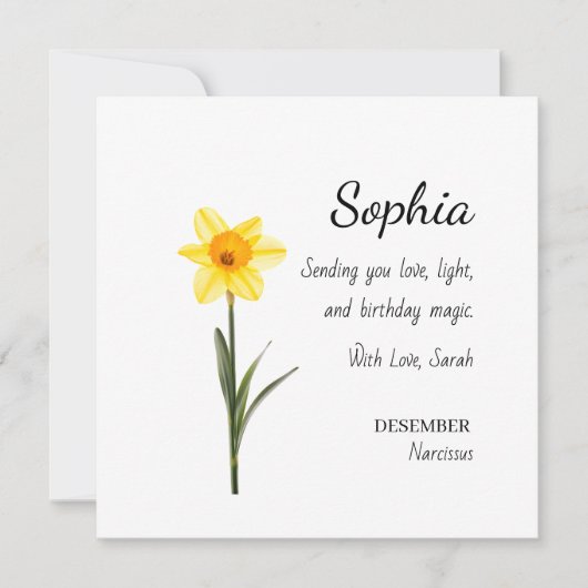 Carte December Narcissus Personalized Birthday (Devant)