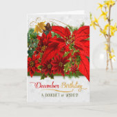 Carte Décembre Anniversaire Poinsettias pour Noël (Fleur jaune)