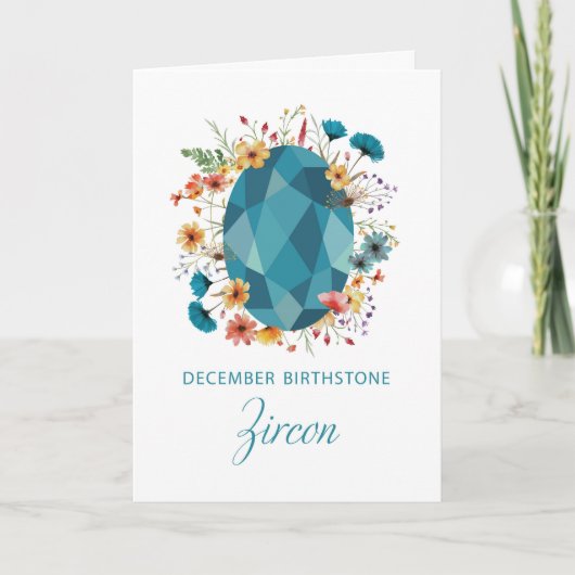 Carte Décembre Birthstone Zircon Anniversaire Fleurs sau (Devant)