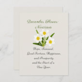 Carte Décembre Mois de naissance Fleur Narcisse Élégant (Devant / Derrière)