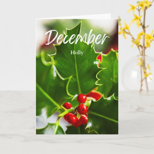 Carte Décembre Red Holly Fleur Mois de naissance (Fleur jaune)