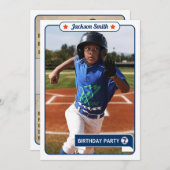 Carte d'échange de baseball Invitation d'anniversa (Devant / Derrière)