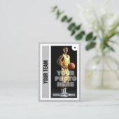 Carte d'échange de basket-ball personnalisée - gri (Debout devant)