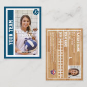 Carte d'échange de volley-ball personnalisée (bleu (Devant / Derrière)