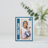Carte d'échange de volley-ball personnalisée (bleu (Debout devant)