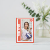 Carte d'échange de volley-ball personnalisée (roug (Debout devant)