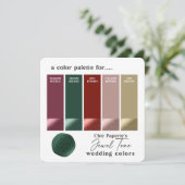 Carte d'échantillon de couleur de mariage ton bijo (Debout devant)