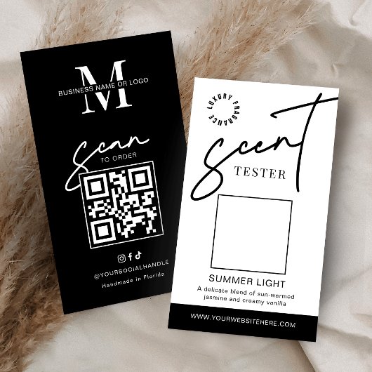 Carte d'échantillon de parfum de bougie pour teste