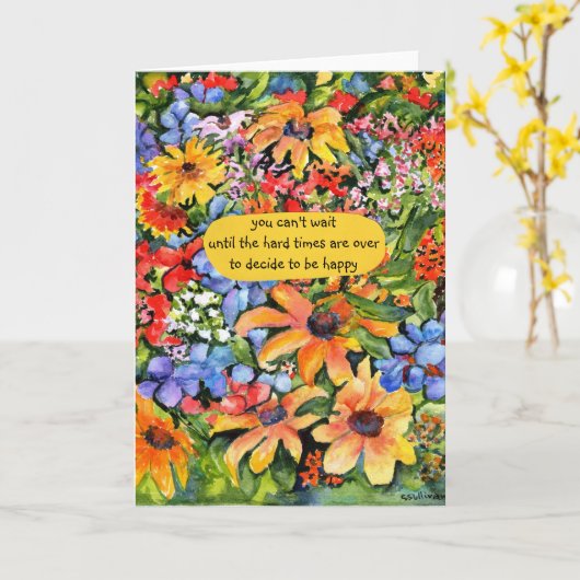 Carte décider d'être heureux Folded Greeting Card (Fleur jaune)