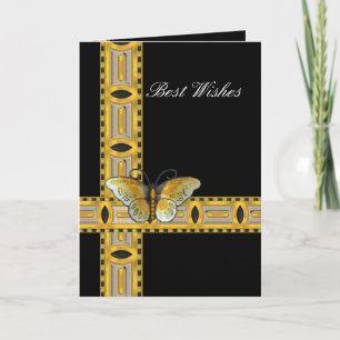 Carte Deco Gold Butterfly Meilleurs voeux Annivers