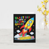 Carte Décollage en deuxième année Premier jour d'école  (Fleur jaune)