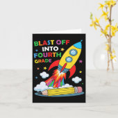 Carte Décoller en quatrième année Premier jour d'école  (Fleur jaune)