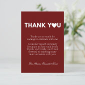 Carte Décontracté blanc script merci note de message (Debout devant)