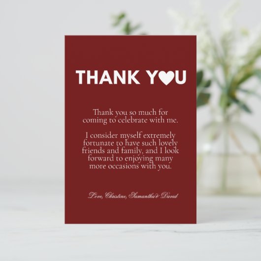 Carte Décontracté blanc script merci note de message (Debout devant)