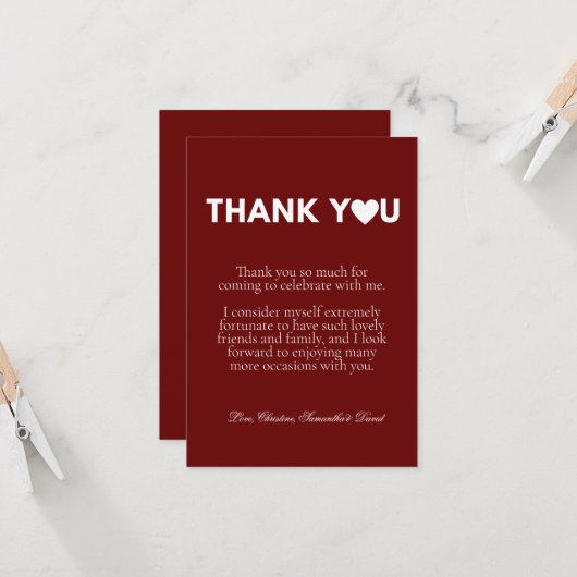 Carte Décontracté blanc script merci note de message (Devant/Arrière en situation)