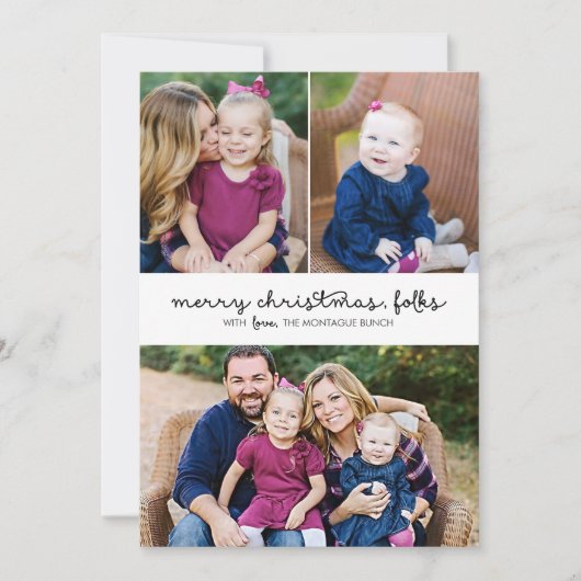 Carte décontracté Script 3 Photo Christmas Holiday (Devant)