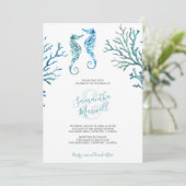 Carte Décontracté Turquoise Blue Seahorse Aquarelle Invi (Debout devant)