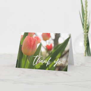 Carte Décontractée écriture Merci rose Tulipes