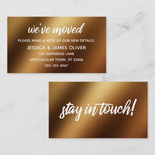 Carte décontractée Gold Ombre "We've Moved" (Devant / Derrière)