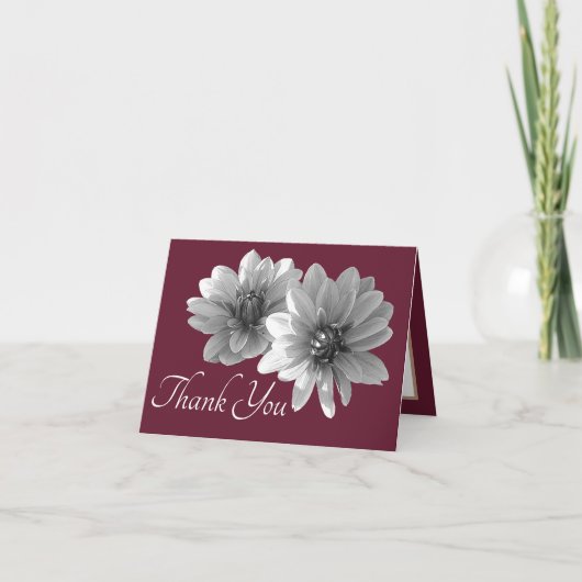 Carte Décor Dahlias Vin Couleur Arrière - plan Merci (Devant)