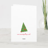 Carte Décor d'arbre de Noël Paw Animal Vert Rouge (Dos)