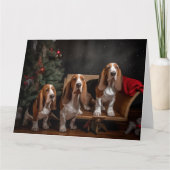 Carte Décor de Noël Basset Hound Snowy Sleigh (Devant)
