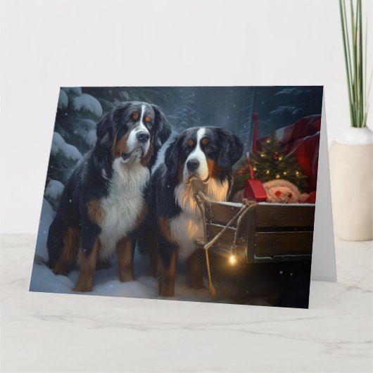 Carte Décor de Noël Bernese Mountain Snowy (Devant)