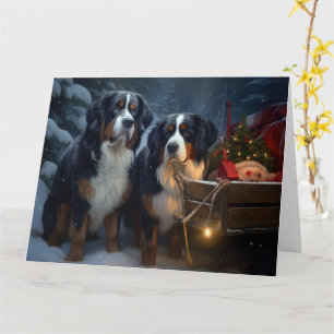 Carte Décor de Noël Bernese Mountain Snowy