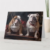 Carte Décor de Noël Bulldog Snowy Sleigh (Devant)