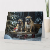 Carte Décor de Noël Bullmastiff Snowy Sleigh (Devant)