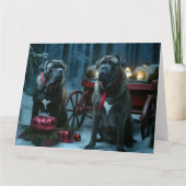 Carte Décor de Noël Cane Corso Snowy Sleigh (Devant)