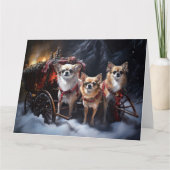 Carte Décor de Noël Chihuahua Snowy Sleigh (Devant)