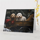Carte Décor de Noël Cockapoo Snowy Sleigh (Fleur jaune)