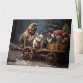 Carte Décor de Noël de Bulldog Snowy Sleigh (Devant)