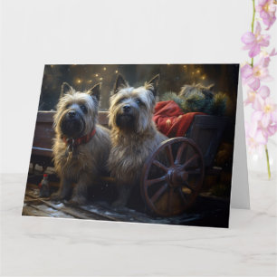 Carte Décor de Noël de Cairn Terrier Snowy Sleigh