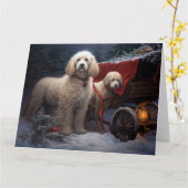 Carte Décor de Noël de caniche Snowy (Fleur jaune)